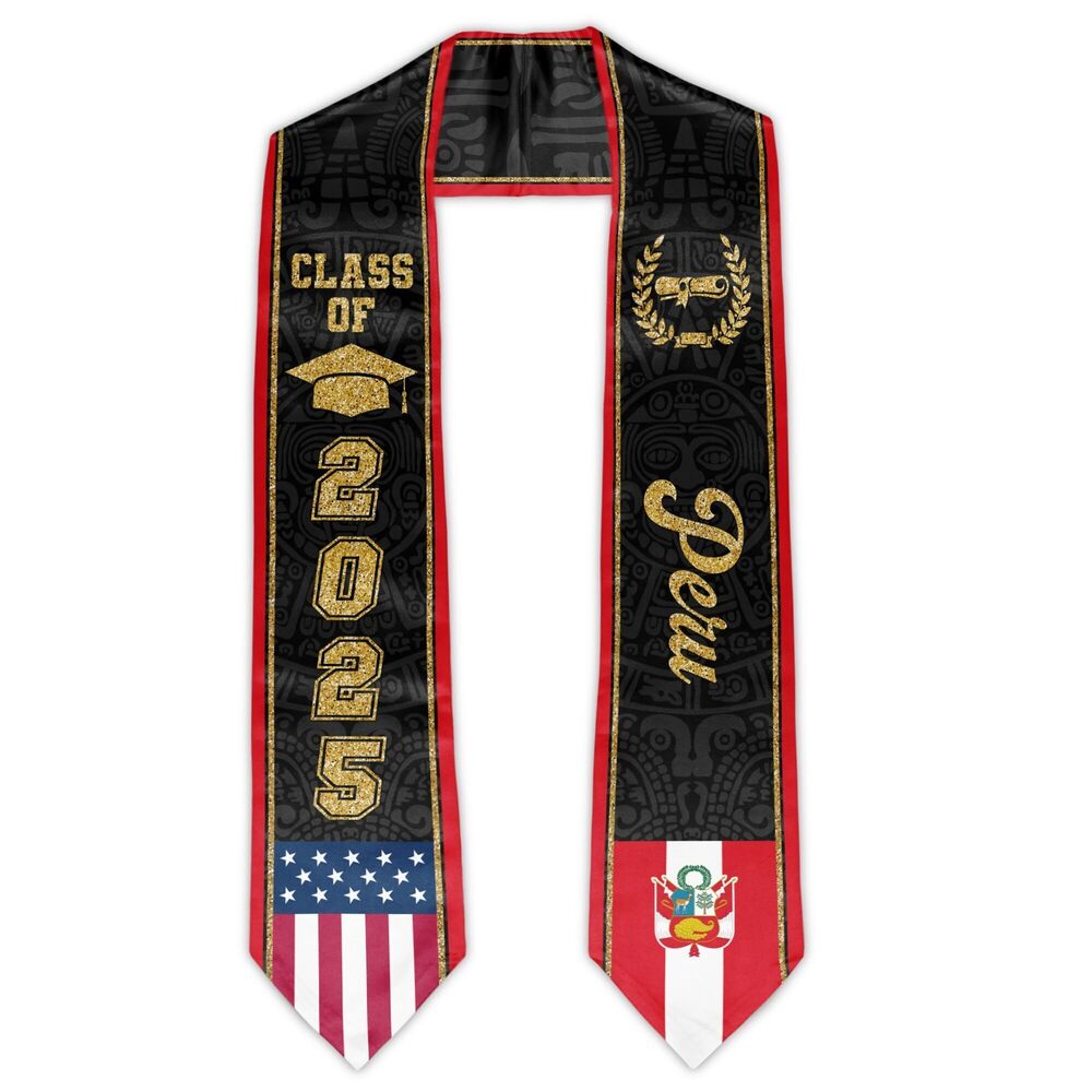 6998 Peru Graduation Stole Peruvian American Flag Graduation Sash Class of